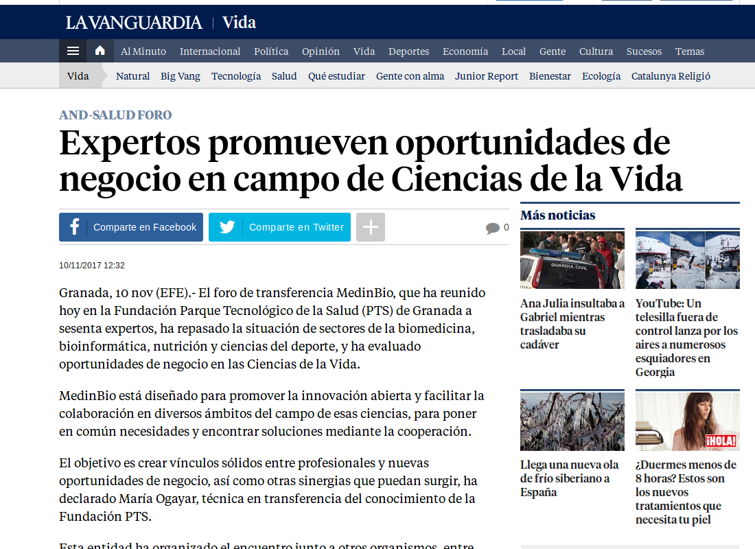 La Vanguardia: Experts promote business oportunities in the field of Life Sciences